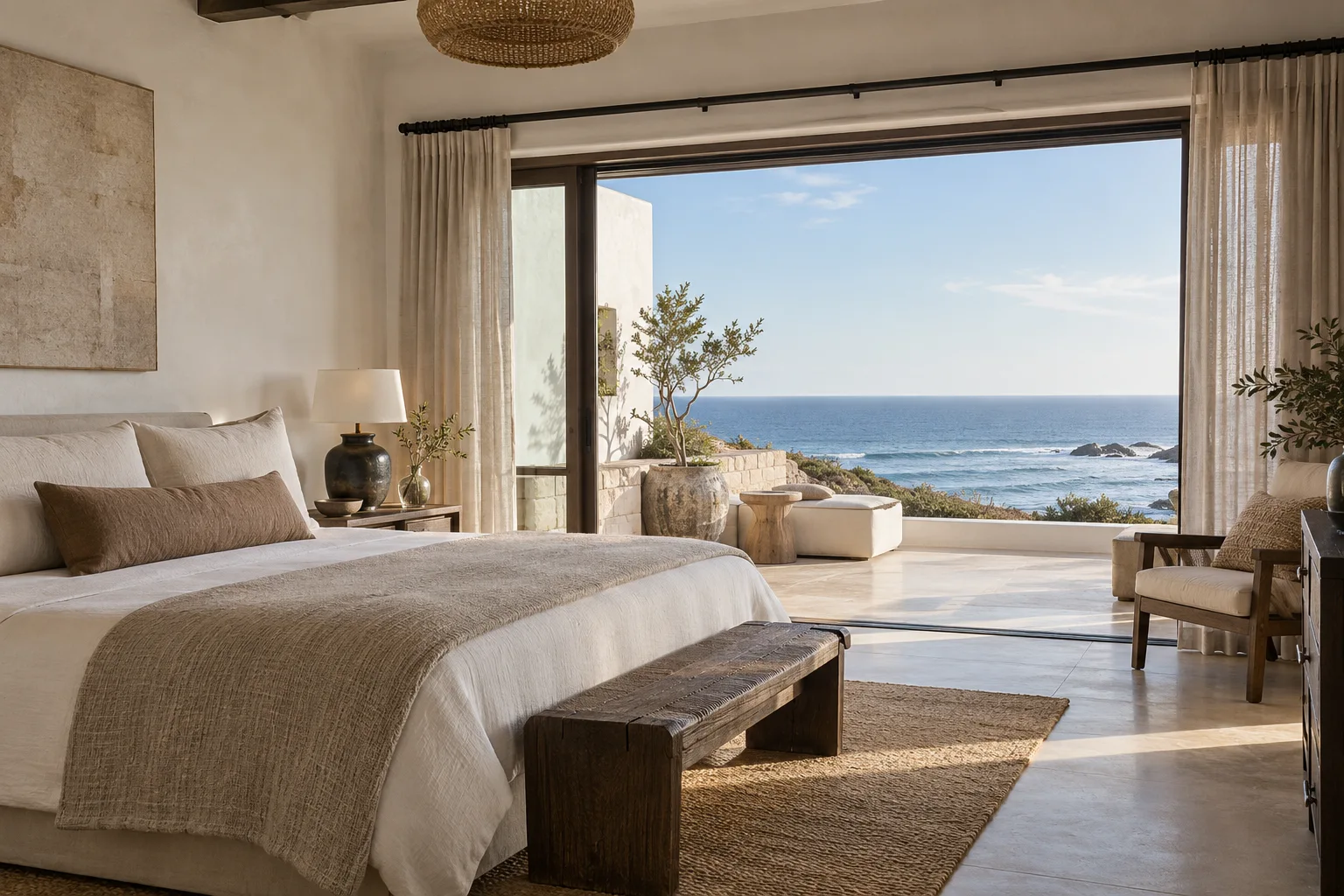 Habitación Mar con ventanal hacia la costa