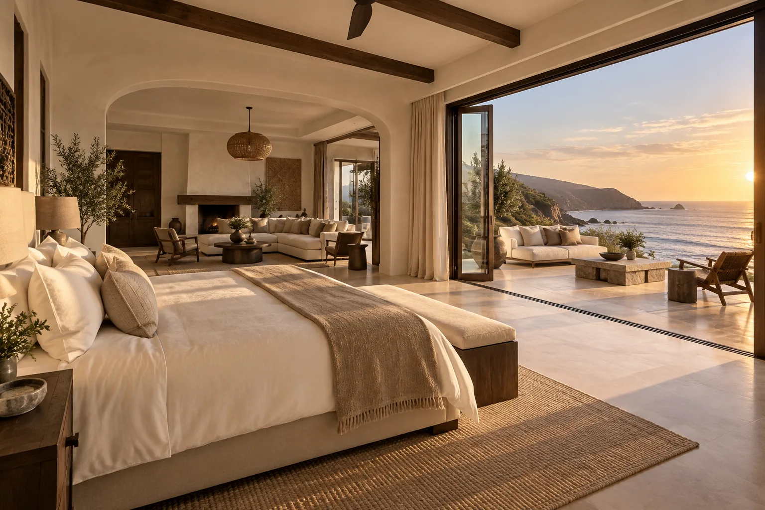 Suite Horizonte con sala y vista costera